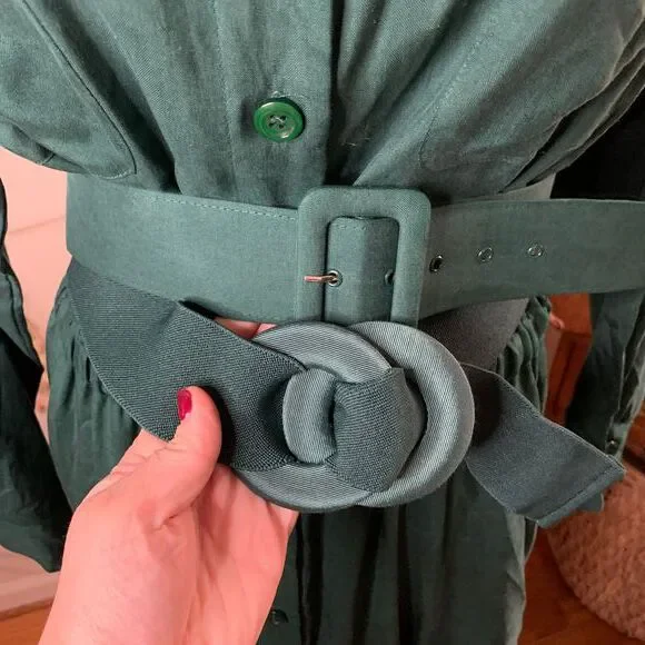 COPY - NWT Vintage Ellen Ashley Green Silk Long Sleeve Pleated Shirt Dress Size… - Picture 7 of 7